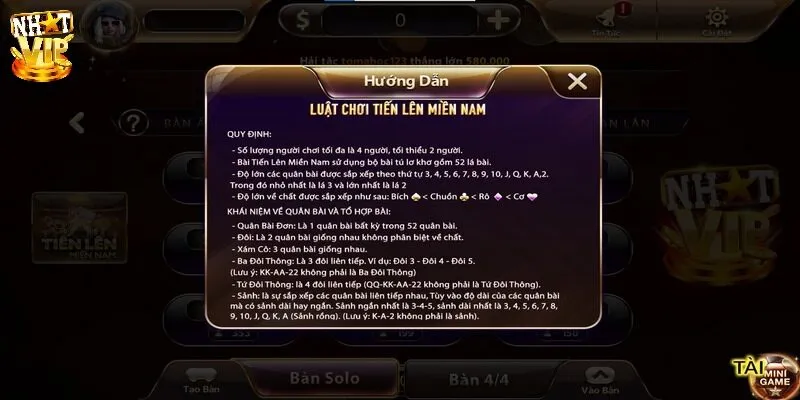 Hướng dẫn luật tiến lên miền nam cơ bản