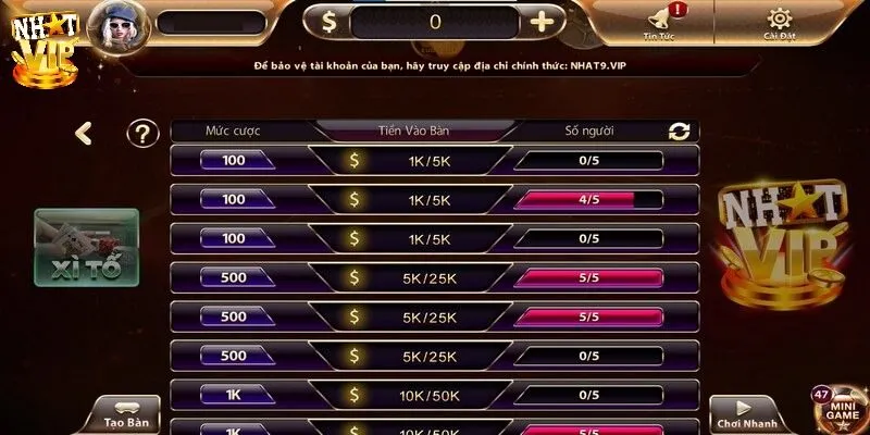 Hành động sử dụng trong Xì Tố