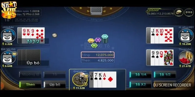 Trình tự một ván Xì tố online hoàn chỉnh tại Nhatvip